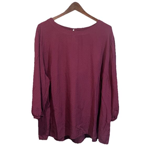 Croft And Borrow Popover Top Blouse Maroon Sz 3X Career Cottage Peasant Relaxed - Picture 1 of 13